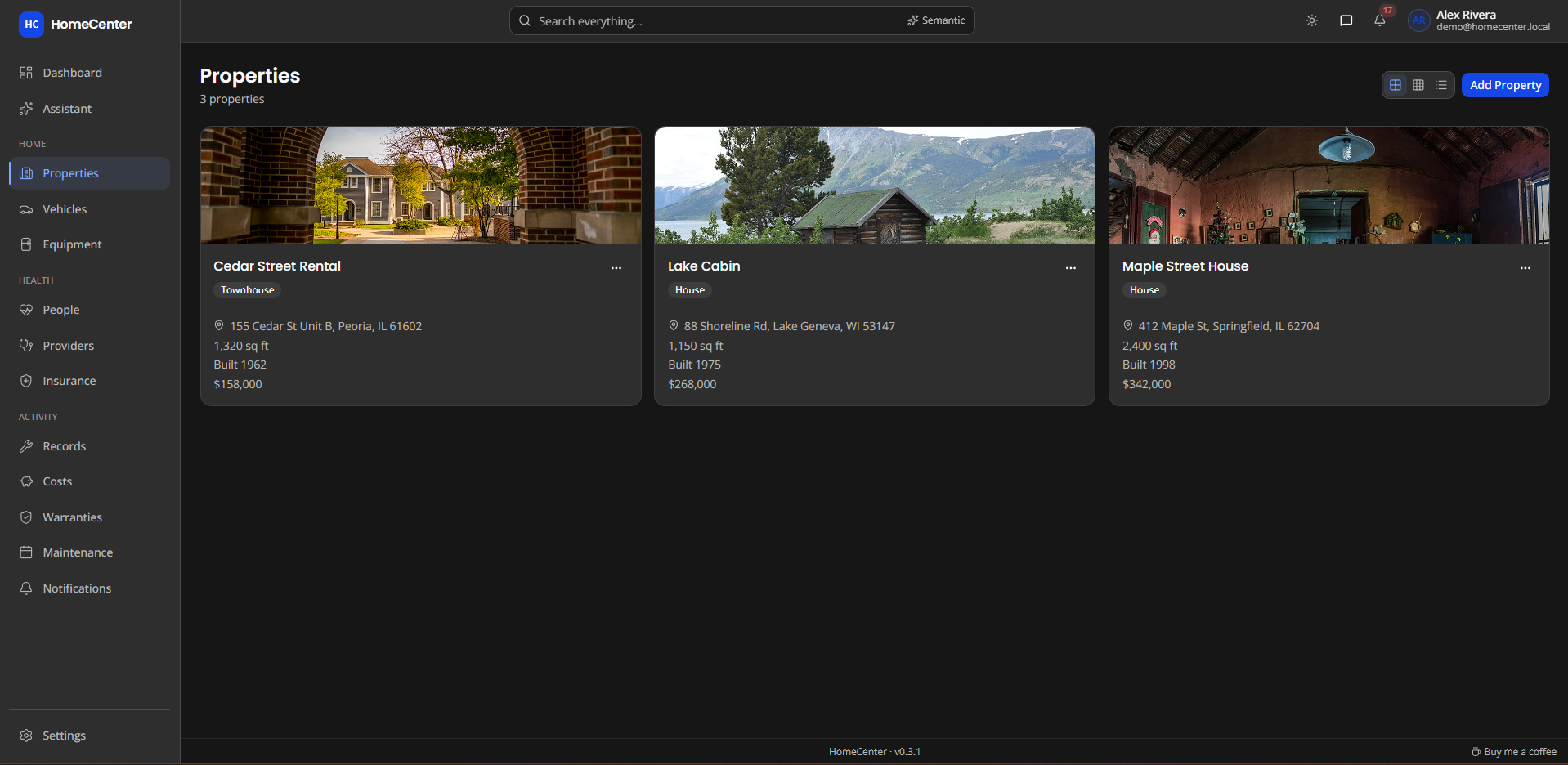 Properties list